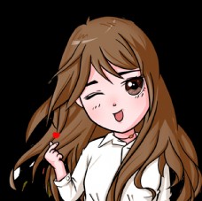 卡通q版眨眼比心长发女生头像