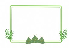 端午节粽子艾叶手绘元素绿色边框