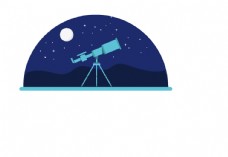 远山望远镜插画
