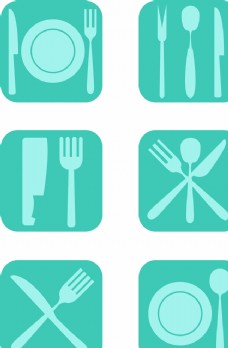 刀具矢量可编辑餐具厨具刀叉盘子图标