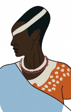卢旺达非洲人黑人画像插画简笔画