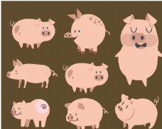 猪矢量素材矢量卡通猪猪抽象猪