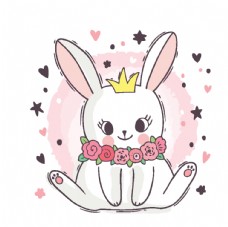 小可爱呆萌可爱小兔子插画