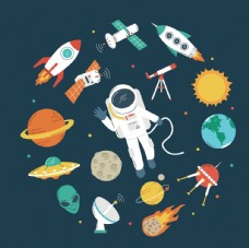 儿童外太空宇航员主题插画