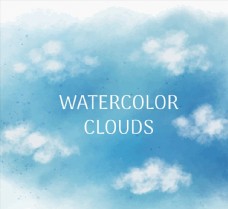 云水水彩绘蓝天上的云朵矢量素材