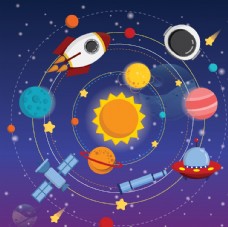 儿童外太空宇航员主题插画