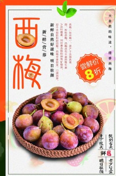 春季水果零食新鲜西梅海报设计