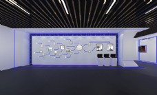 科技电子展厅电子科技类蓝色光源展示墙