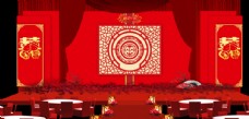 结婚舞台红色婚庆舞台背景红色舞台