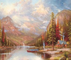 景观设计托马斯风景油画高清喷绘素材