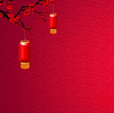 中国新年新年红色中国风腊梅