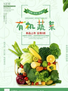 新鲜美食有机蔬菜海报清新绿色蔬菜海报