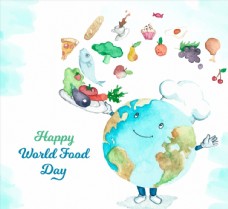 地球日彩绘世界粮食日烹饪的地球厨师