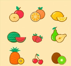 卡通菠萝矢量水果图标