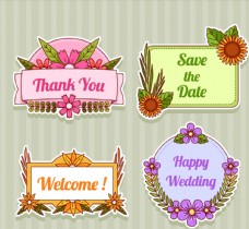 彩色纸质婚礼标签矢量素材