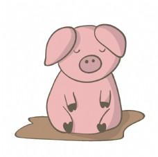 宠物猪家禽主题简笔插画