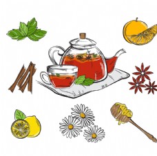 水果农场矢量茶壶食物素材
