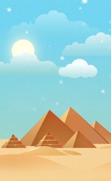 卡通沙漠金字塔背景