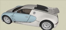草图大师模型蓝白小轿车模型