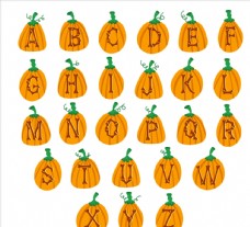 26个橙色 南瓜字母设计