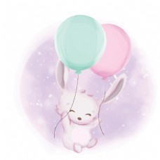 潮流素材卡通气球兔子