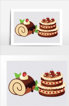 巧克力蛋糕美味甜品矢量卡通素材