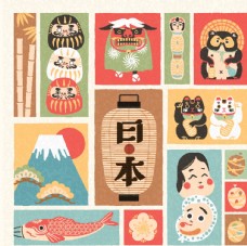 招财猫日本和风樱花风格创意海报