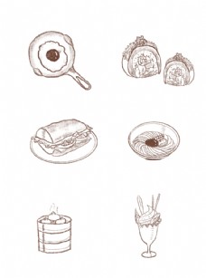 手绘食物 线描食物 食物线稿