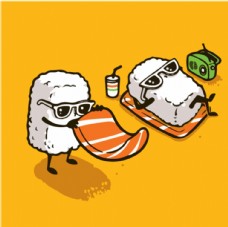 日本寿司可爱饭团三文鱼动漫人物