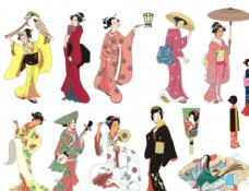 日本风情人物仕女和服彩色素材
