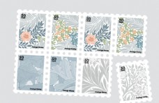 花卉邮票矢量