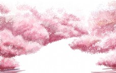 樱花花海插画清新粉色海报素材