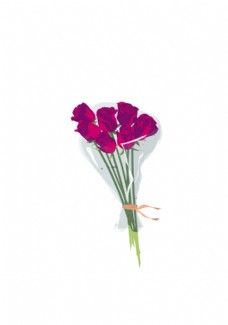 礼物手绘玫瑰花束小清新婚礼植物花朵