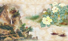中堂画中国画山水背景墙