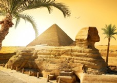 埃及沙漠金字塔狮身人面像
