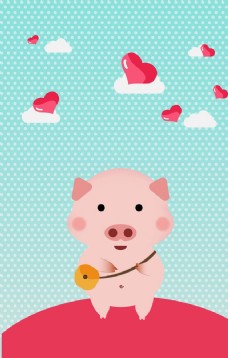 猪矢量素材卡通猪海报