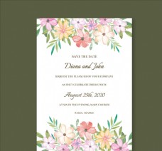 科技婚礼素材彩色花卉婚礼邀请卡设计