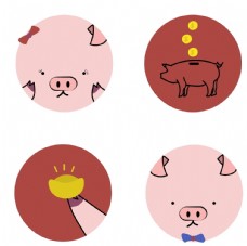 新年可爱卡通小猪元素PNG