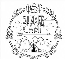 夏季野营雪山下的帐篷