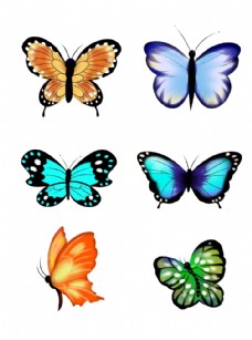 蝴蝶飞舞卡通飞舞的彩色蝴蝶