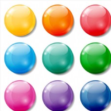 彩色水晶球按钮图标矢量素材