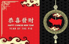 中式红色婚庆新春图案