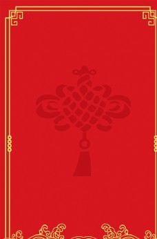 红色古风中国结波纹边框背景素材
