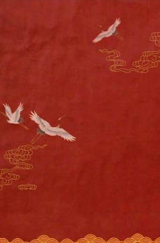 古风纸张纹理波纹仙鹤中国风背景