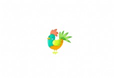 可爱小动物可爱卡通动物大公鸡彩色小鸡矢量