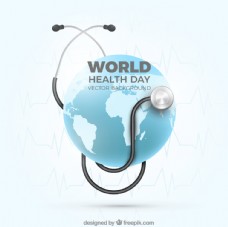 地球日创意世界卫生日听诊的地球矢量素