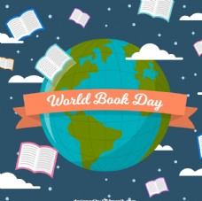 地球日创意世界图书日地球和书籍矢量图