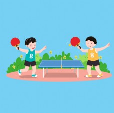 比赛运动儿童运动打乒乓比赛人物元素