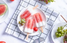 布纹冰棍草莓味桌布条纹夏季背景