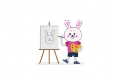 可爱小动物可爱卡通动物小兔子画画矢量